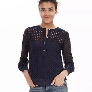 Banana Republic Geo Lace Henley (preppy navy)